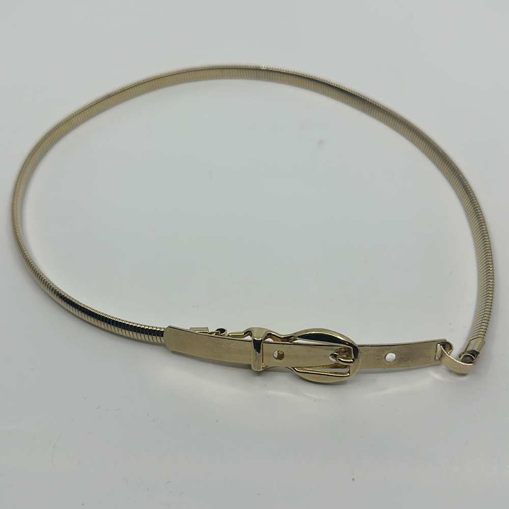 Vintage goldtone snake stretch metal thin belt